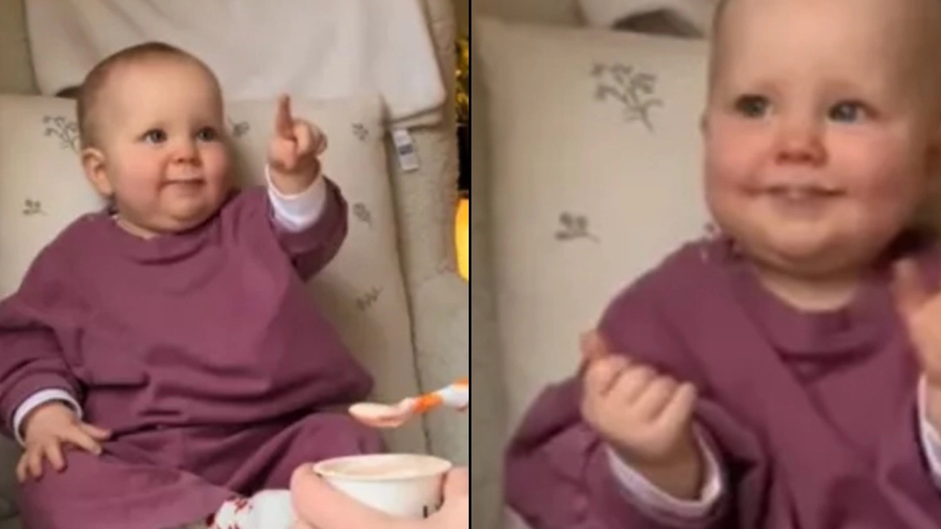 Baby så sin bedstefar i vinduet: Nu er hendes bedårende reaktion blevet set af millioner verden over