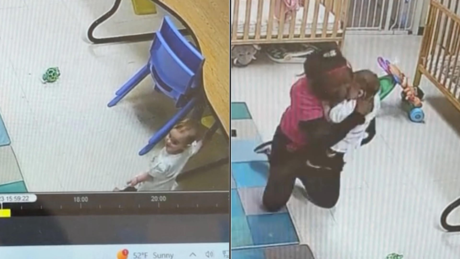 Mor på arbejde bliver bedt om at se videoovervågning fra dagpleje: Er i tårer over, hvad hun ser