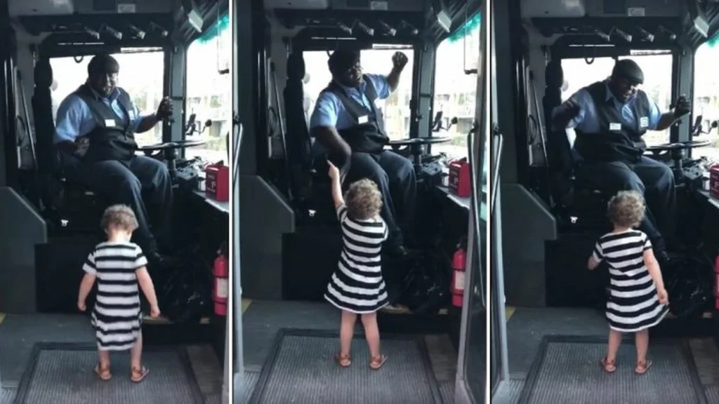 Den lille pige skal til at stå af bussen – men så buschaufførens rørende reaktion