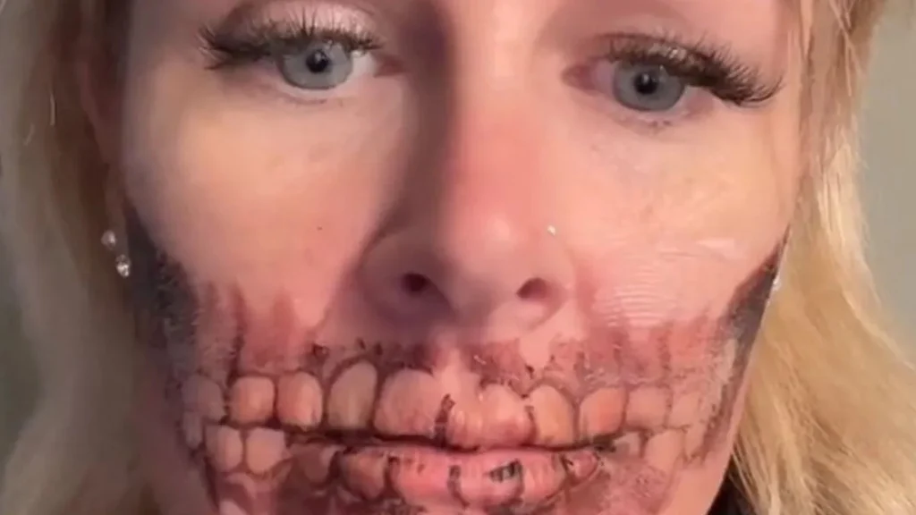 Kvinde fik lavet skræmmende Halloween-tatovering: Da den skulle fjernes, gik hun i panik