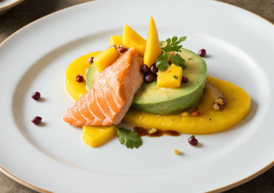 Letstegt laks med avocado og mangopuré