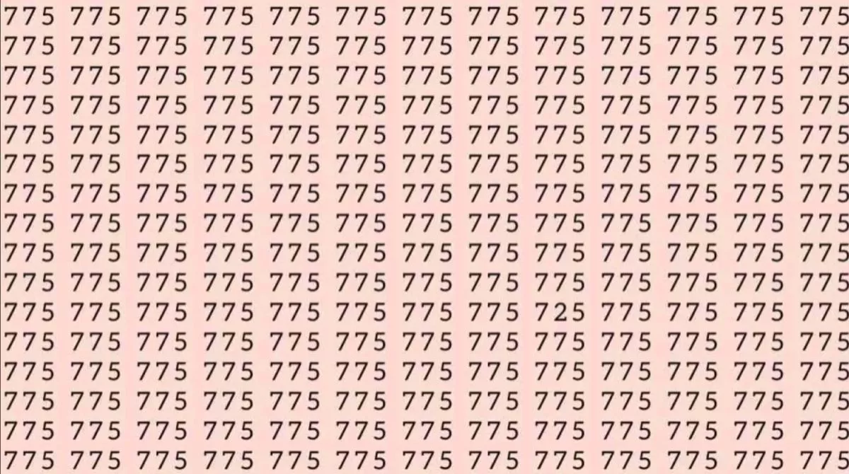 Du har et skarpt øje, hvis du kan spotte tallet 725 blandt alle 775’erne på 7 sekunder