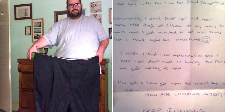 136 kg tunge Jonathan løb sin sædvanlige morgenrute: Pludselig stødte han på en besked møntet til ham