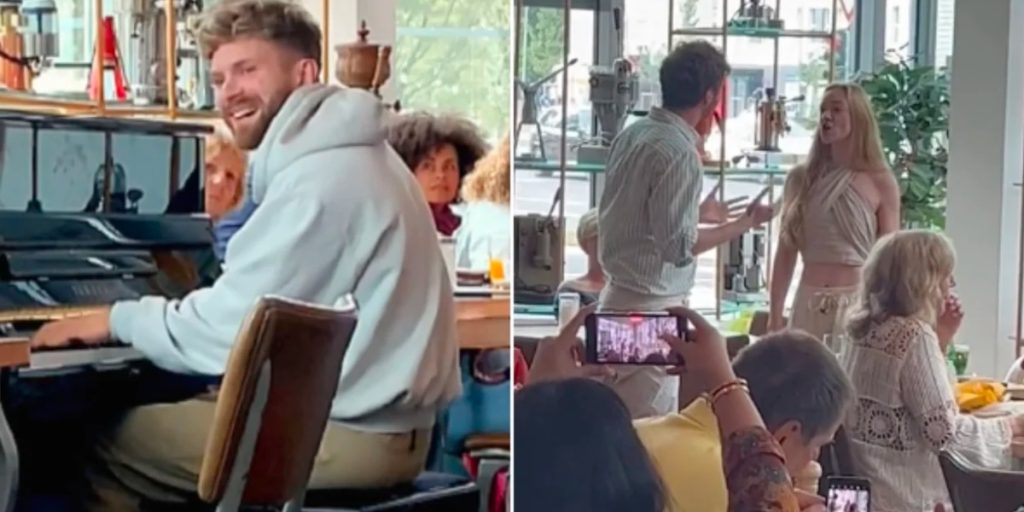 Emil sætter sig ved klaveret i en fyldt café: Få sekunder efter sker der noget magisk