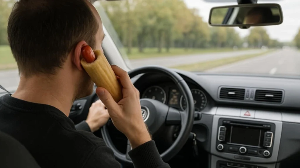 Må man tale i en hotdog, mens man kører bil? Svaret vil nok overraske dig
