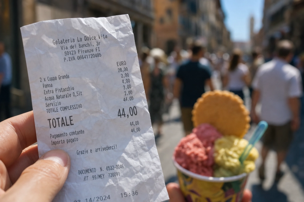 330 kroner for to is i Rom: Amerikansk turists regning går verden rundt