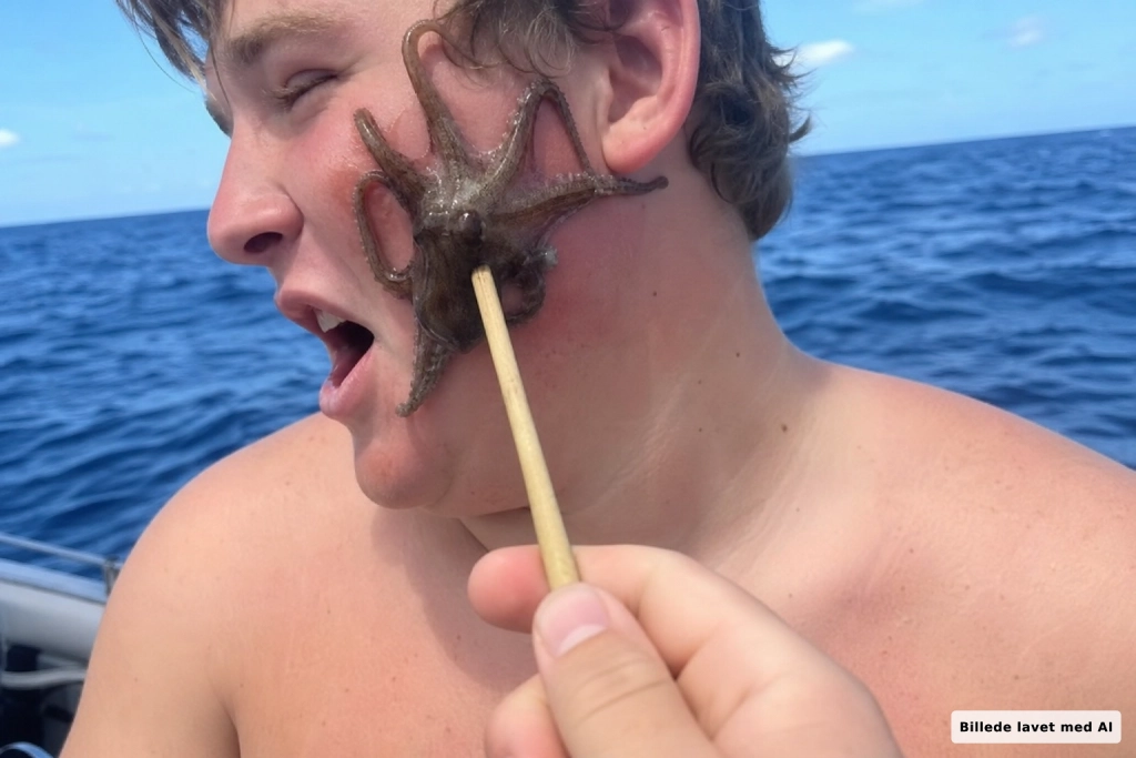 To fiskere fik blæksprutter klistret til ansigtet ude på havet – det tog en pind at få dem af